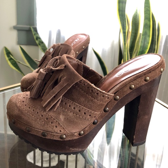 Aldo Shoes - Aldo suede leather clogs with tassels